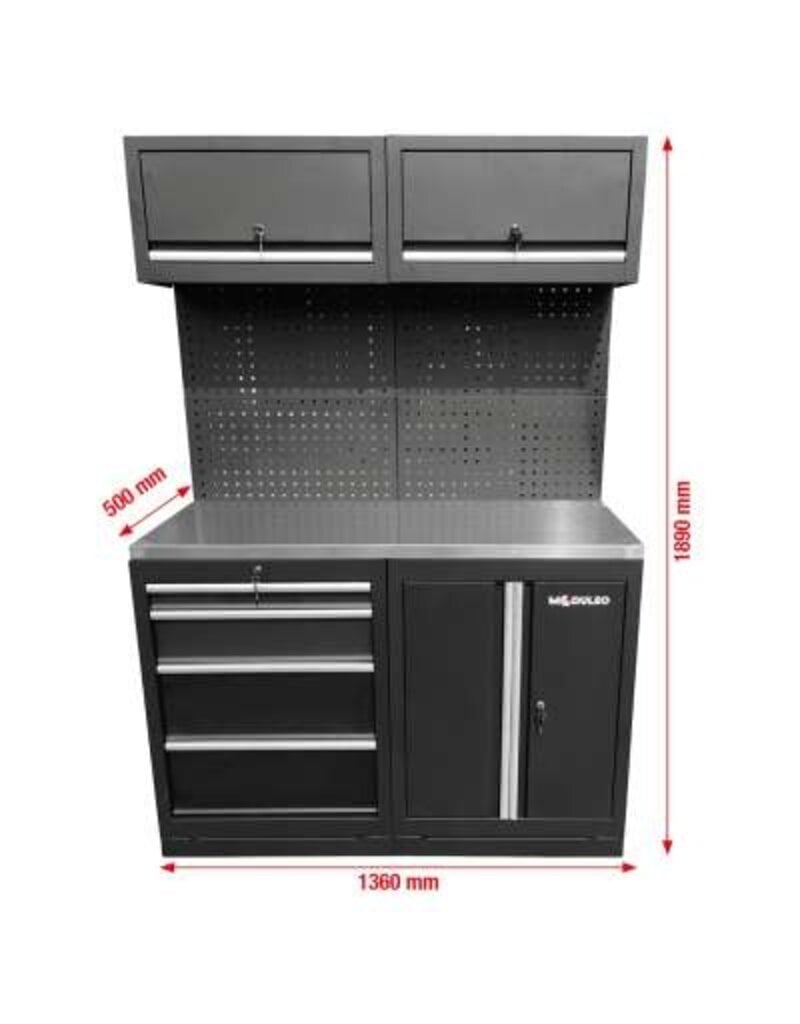 KS TOOLS Werkplaatskastsysteem-uitbreidingsmodule, RVS-werkblad - 866.6030