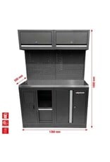 KS TOOLS Werkplaatskastsysteem-uitbreidingsmodule, RVS-werkblad, afvalsysteem met papierrolhouder - 866.6040