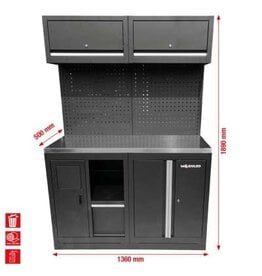 KS TOOLS Werkplaatskastsysteem-uitbreidingsmodule, RVS-werkblad, afvalsysteem met papierrolhouder - 866.6040