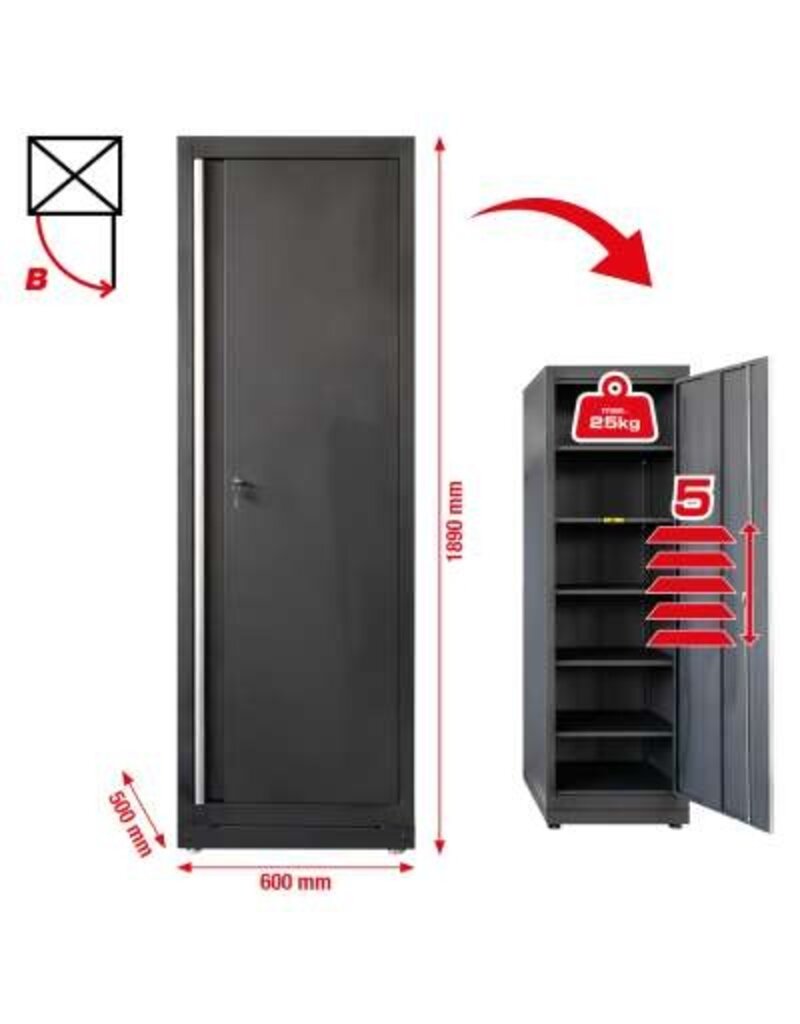 KS TOOLS Werkplaatskastsysteem, staande kast met kabeldoorvoer links - 866.6060