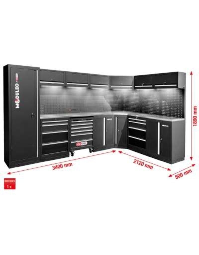 KS TOOLS Werkplaatskastsysteem, L-vorm, 3400 x 2120 mm, variant 1 - 866.6210