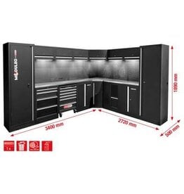 KS TOOLS Werkplaatskastsysteem, L-vorm, 3400 x 2720 mm, variant 1 - 866.6215