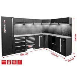 KS TOOLS Werkplaatskastsysteem, L-vorm, 3400 x 2120 mm, variant 2 - 866.6220