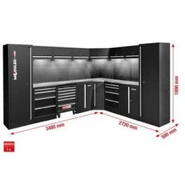 KS TOOLS Werkplaatskastsysteem, L-vorm, 3400 x 2720 mm, variant 2 - 866.6225