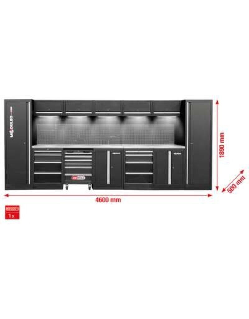 KS TOOLS Werkplaatskastsysteem, recht, 4600 x 500 mm, variant 1 - 866.6230