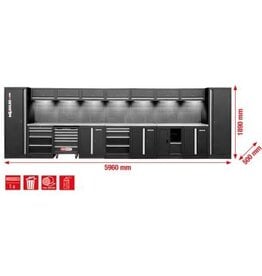 KS TOOLS Werkplaatskastsysteem, recht, 5960 x 500 mm, variant 1 - 866.6265