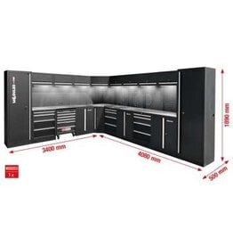 KS TOOLS Werkplaatskastsysteem, L-vorm, 3400 x 4080 mm, variant 2 - 866.6280