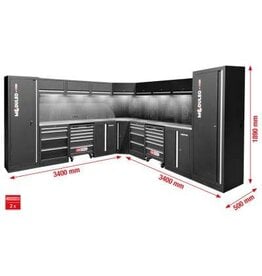 KS TOOLS Werkplaatskastsysteem, L-vorm, 3400 x 3400 mm - 866.6285