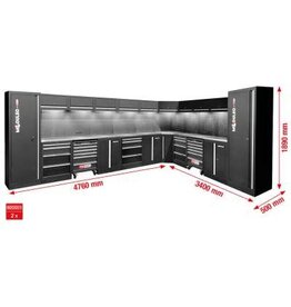 KS TOOLS Werkplaatskastsysteem, L-vorm, 4760 x 3400 mm - 866.6290