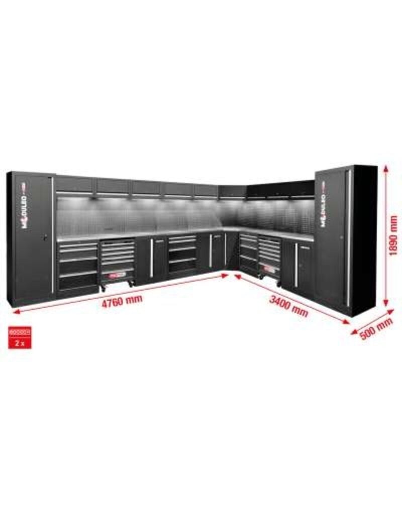 KS TOOLS Werkplaatskastsysteem, L-vorm, 4760 x 3400 mm - 866.6290