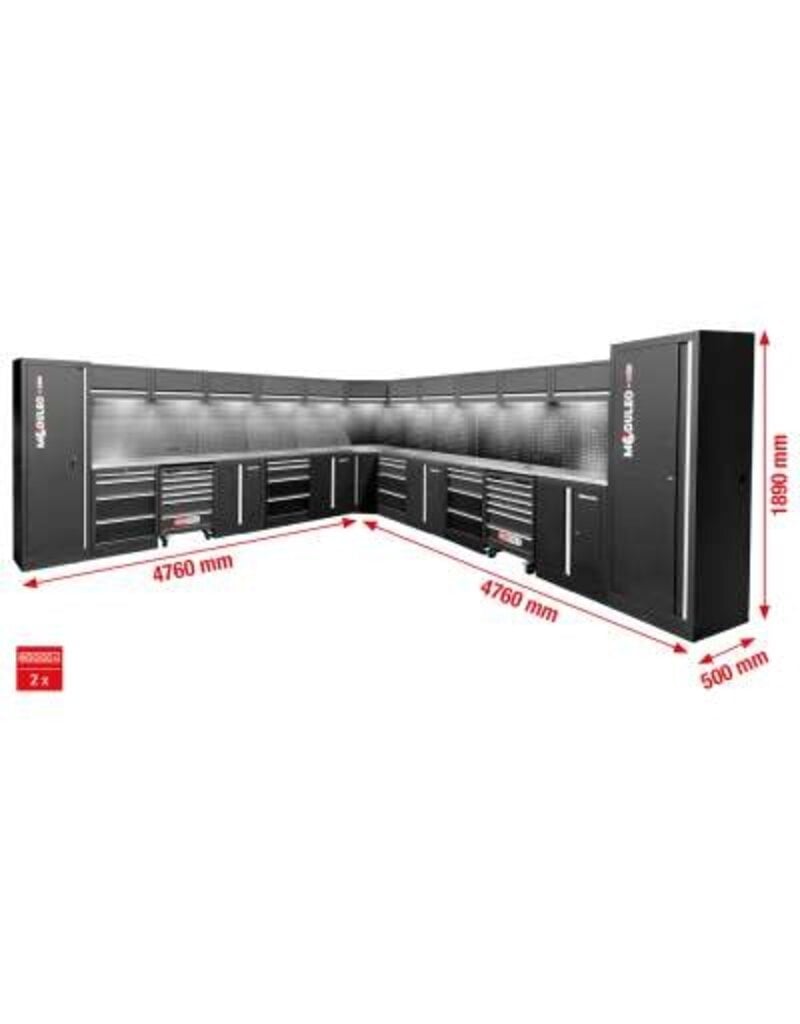KS TOOLS Werkplaatskastsysteem, L-vorm, 4760 x 4760 mm - 866.6295