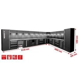 KS TOOLS Werkplaatskastsysteem, L-vorm, 6120 x 4080 mm - 866.6305