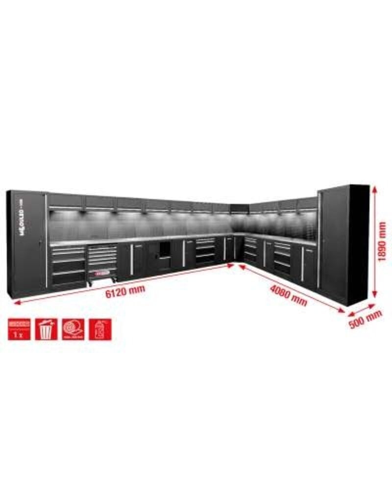 KS TOOLS Werkplaatskastsysteem, L-vorm, 6120 x 4080 mm - 866.6305