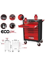 KS TOOLS ECOline ZWART/ROOD gereedschapswagen met 7 laden - 897.0007