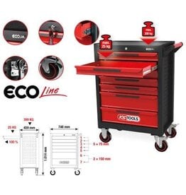 KS TOOLS ECOline ZWART/ROOD gereedschapswagen met 7 laden - 897.0007