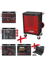 KS TOOLS ECOline ZWART/ROOD gereedschapswagen met 7 laden en 515-dlg Premium gereedschap - 897.7515