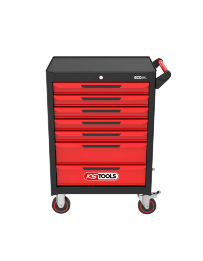 KS TOOLS ECOline ZWART/ROOD gereedschapswagen met 7 laden en 515-dlg Premium gereedschap - 897.7515