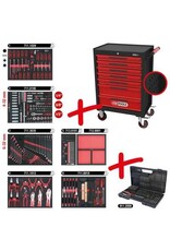 KS TOOLS ECOline ZWART/ROOD gereedschapswagen met 7 laden en 598-dlg Premium gereedschap - 897.7598