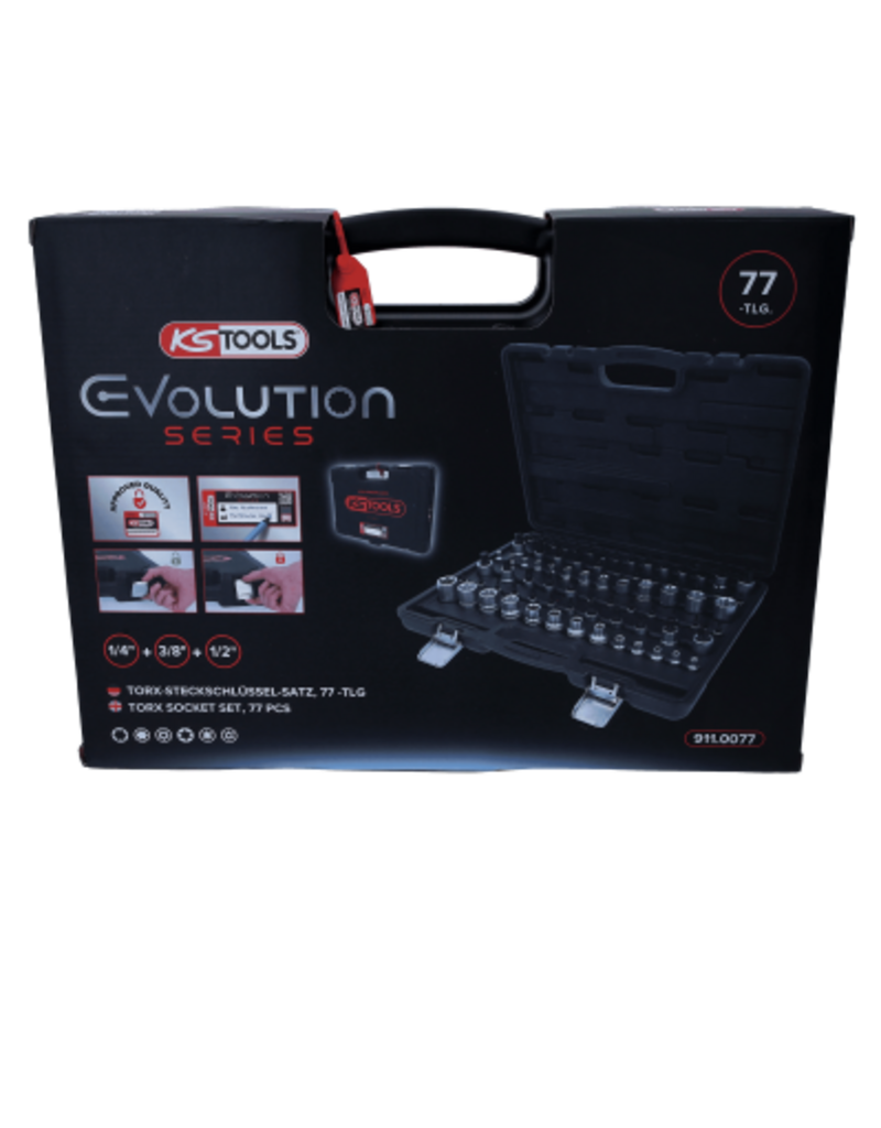 KS TOOLS 1/4"+3/8"+1/2" Torx-Dopsleutelset, 77-dlg - 911.0077