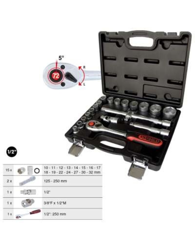 KS TOOLS 1/2" Dopsleutelset, 20-dlg - 911.0620