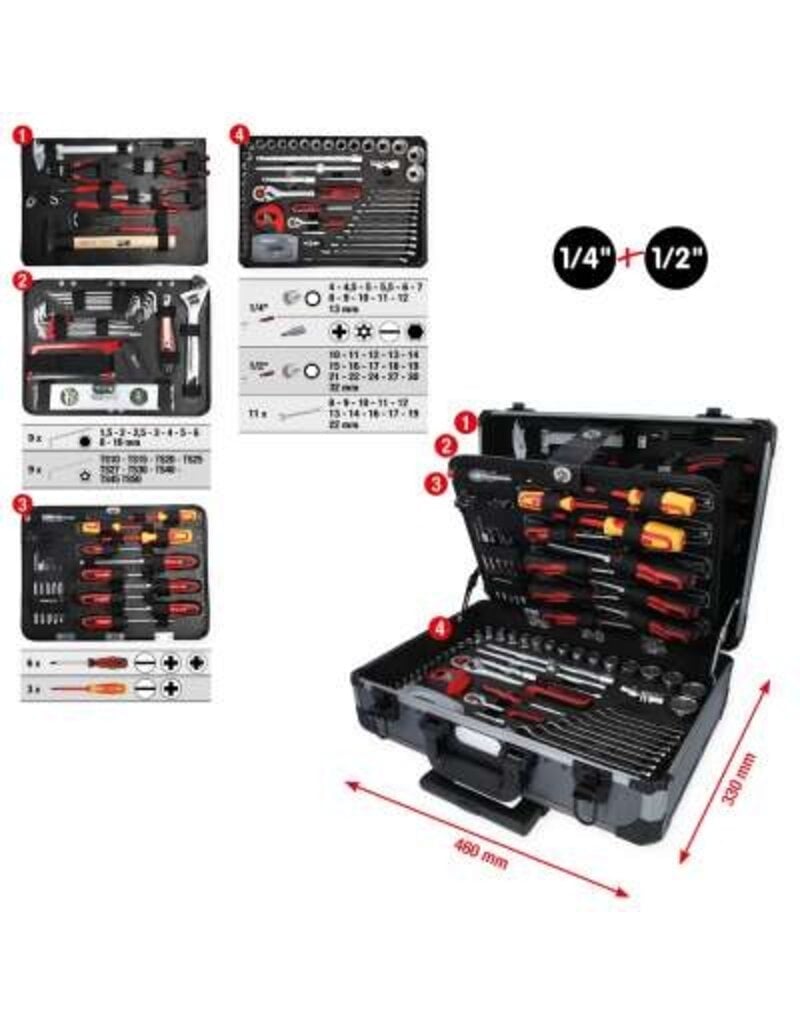 KS TOOLS 1/4"+1/2" universele gereedschapset, 130-dlg - 911.0630