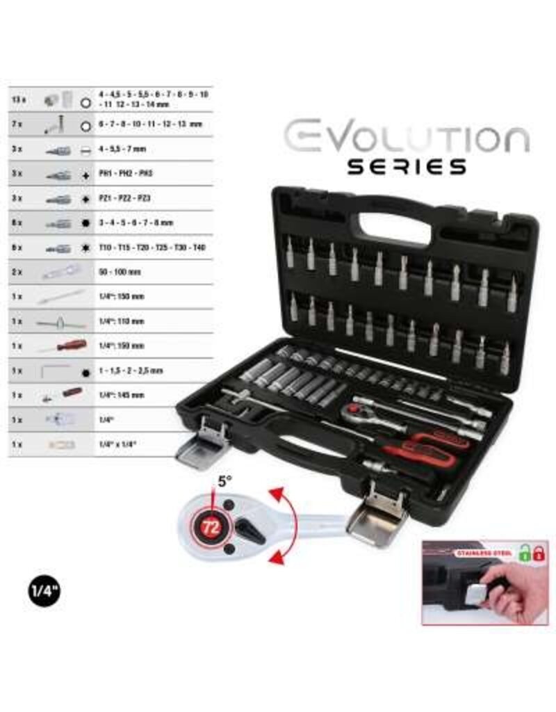 KS TOOLS 1/4" Dopsleutelset, 53-dlg - 911.0653