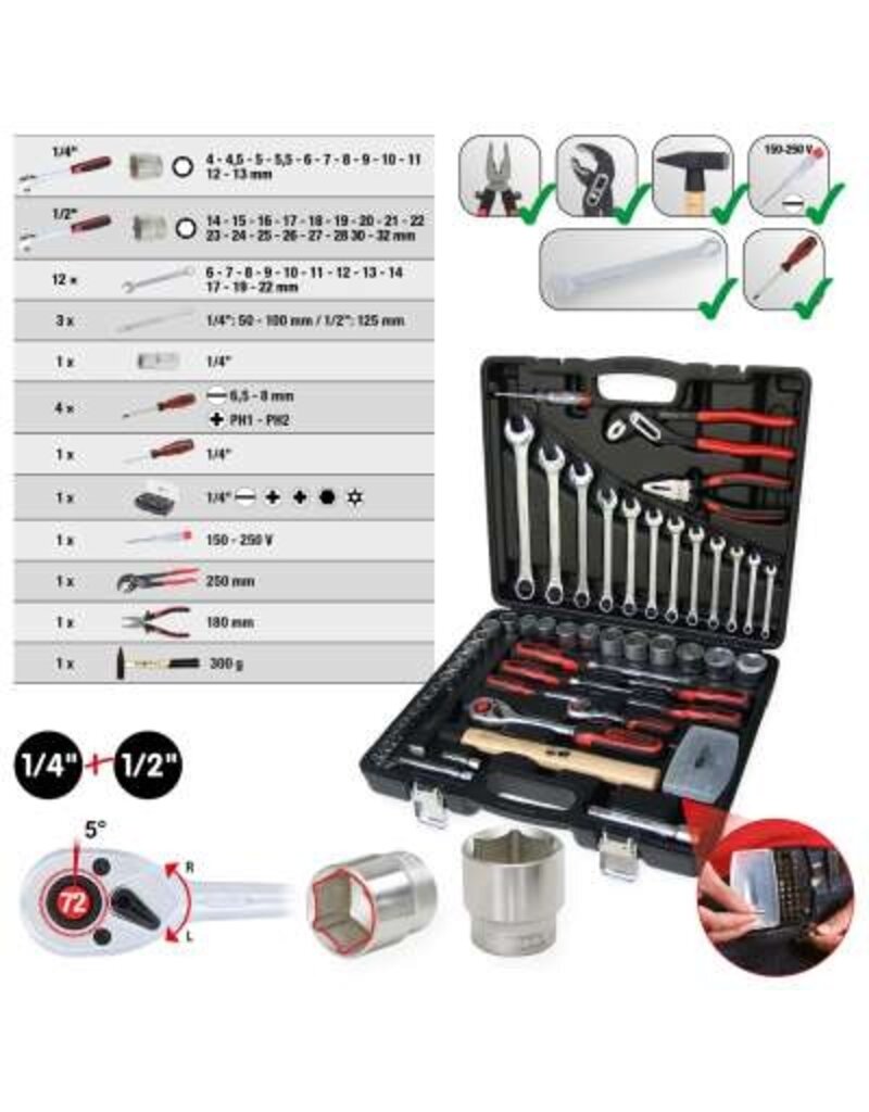 KS TOOLS 1/4"+1/2" Gereedschapset, 88-dlg - 911.0688
