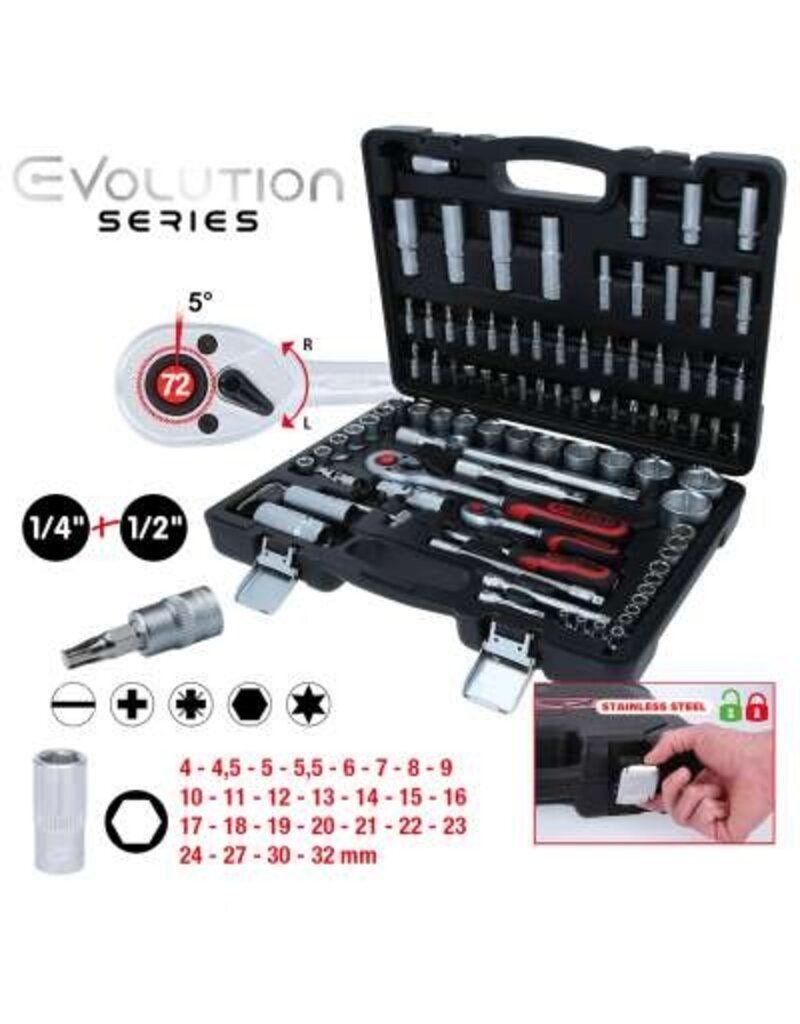 KS TOOLS 1/4"+1/2" Dopsleutelset, 94-dlg - 911.0694