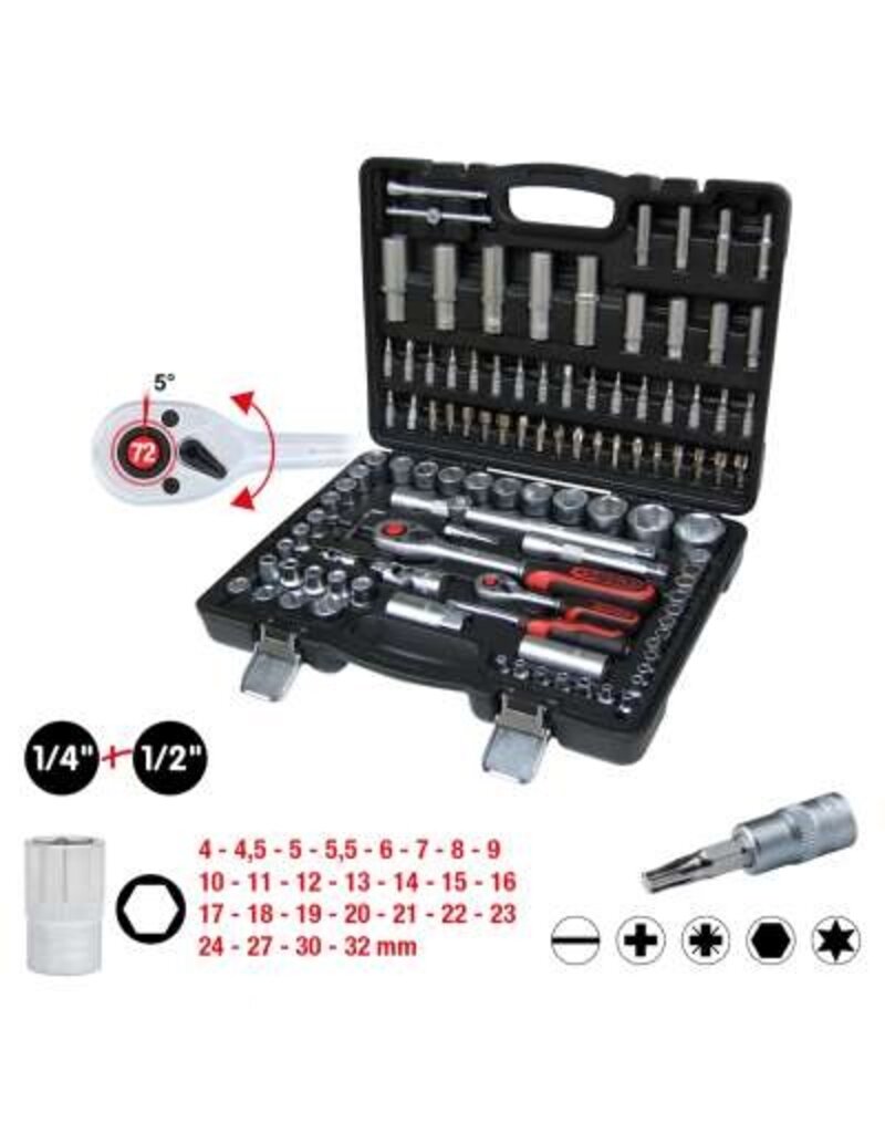 KS TOOLS 1/4"+1/2" Dopsleutelset, 108-dlg - 911.0708