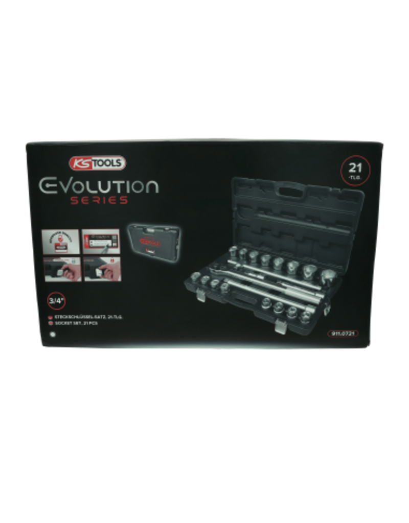KS TOOLS 3/4" Dopsleutelset, 21-dlg, zeskant - 911.0721