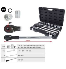 KS TOOLS 3/4" Dopsleutelset, 21-dlg - 911.0722