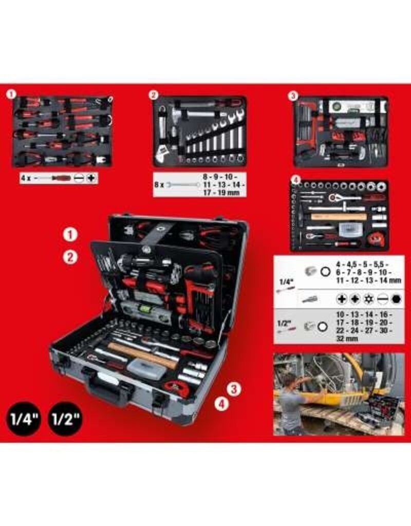 KS TOOLS 1/4"+1/2" Gereedschapset, 127-dlg - 911.0727
