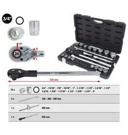 KS TOOLS 3/4" Dopsleutelset, 21-dlg, twaalfkant - 911.0751