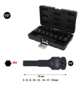 KS TOOLS 1/2" Kracht Bit-dopsleutel, lang, set, 8-dlg - 911.0902