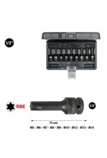 KS TOOLS 1/2" Bit-dopsleutelset RIBE, kracht, lang, 9-dlg - 911.0934