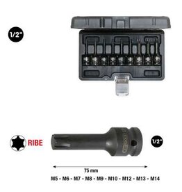 KS TOOLS 1/2" Bit-dopsleutelset RIBE, kracht, lang, 9-dlg - 911.0934