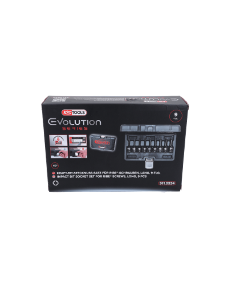 KS TOOLS 1/2" Bit-dopsleutelset RIBE, kracht, lang, 9-dlg - 911.0934