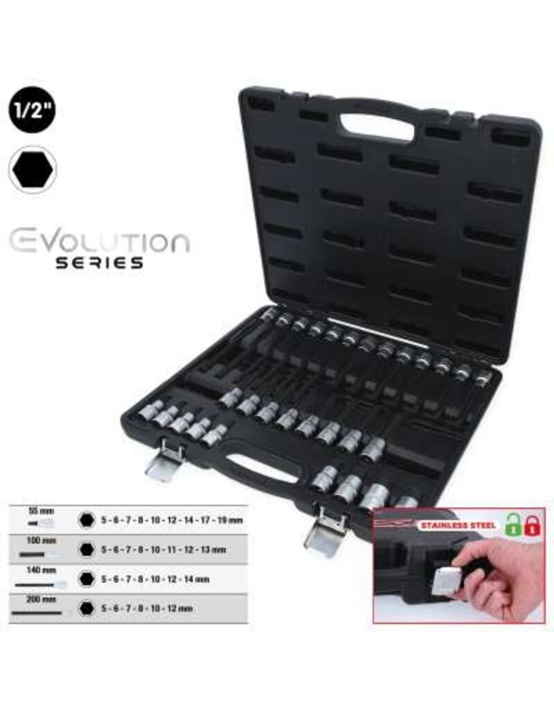 KS TOOLS 1/2" bit-dopset voor inbusbouten, 30-dlg - 911.4510