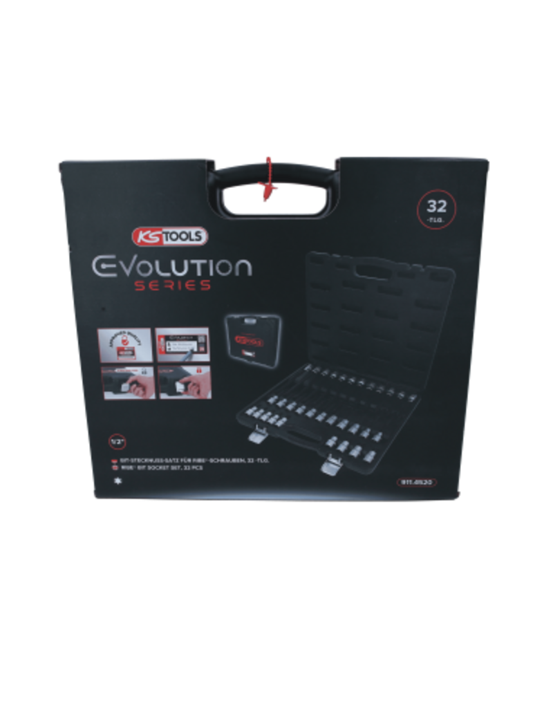 KS TOOLS 1/2" Set RIBE® bit-doppen, 32-dlg, kort, lang en extra lang - 911.4520