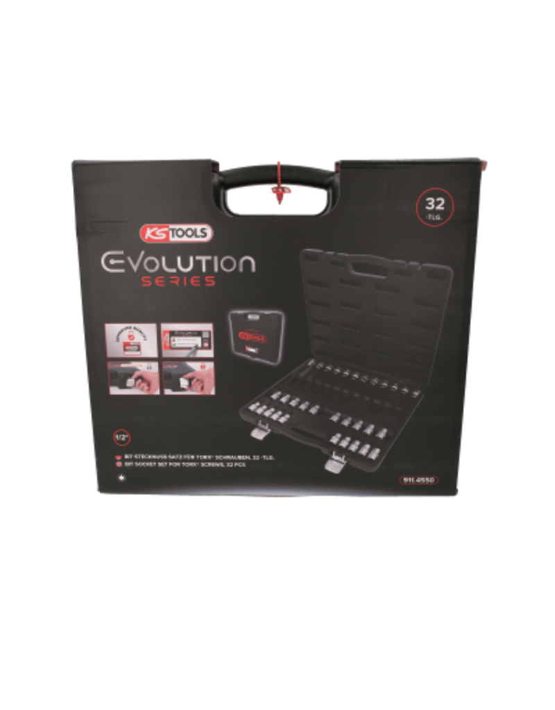 KS TOOLS 1/2" bit-dopset voor Torx®-schroeven, 32-dlg - 911.4550