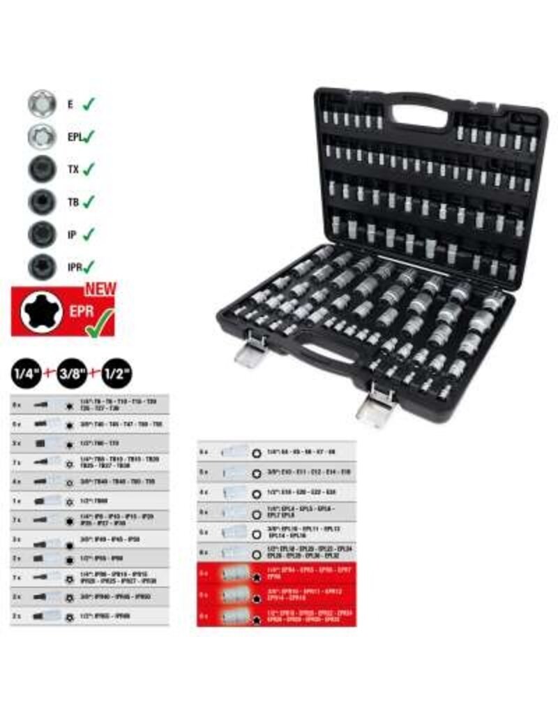 KS TOOLS 1/4"+3/8"+1/2" Torx-Dopsleutelset, 101-dlg - 911.7101