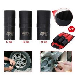 KS TOOLS 1/2" Dopsleutelset, spiraal-profiel kracht, 3-dlg, 17-21mm - 913.1270