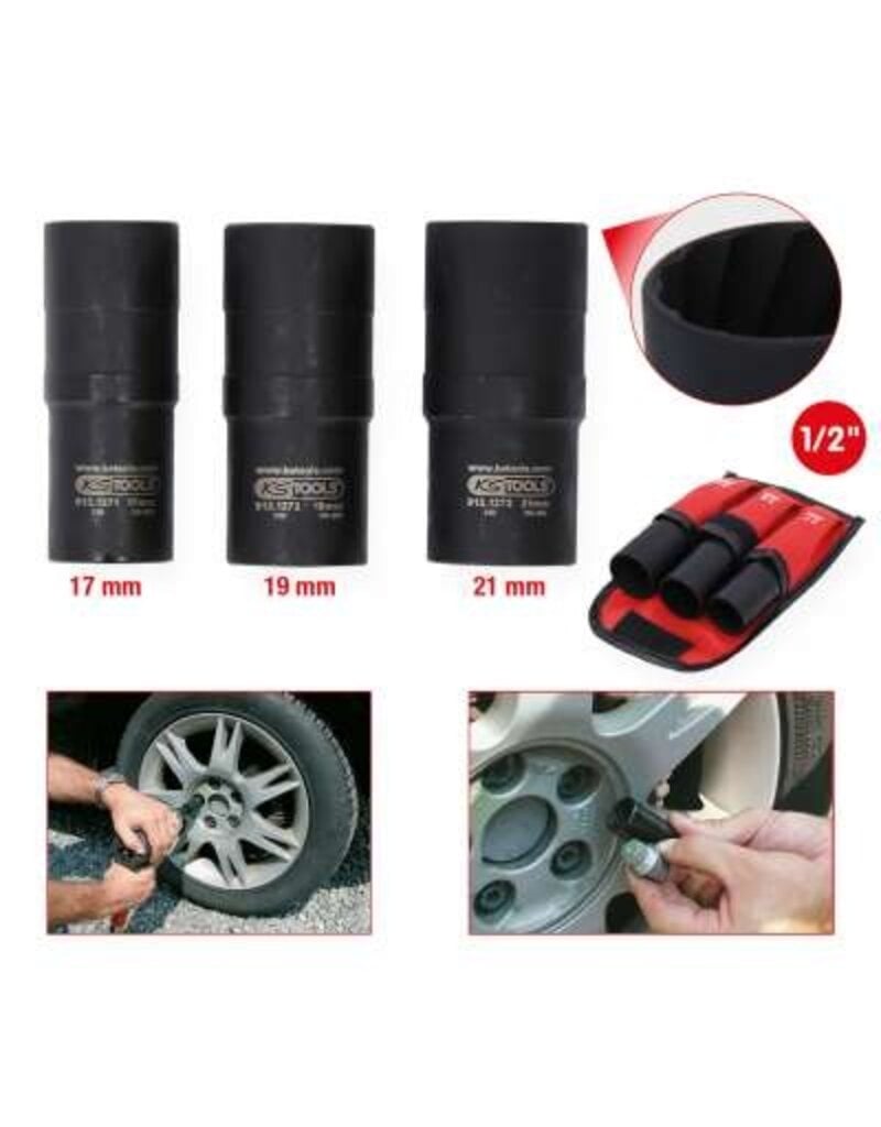 KS TOOLS 1/2" Dopsleutelset, spiraal-profiel kracht, 3-dlg, 17-21mm - 913.1270