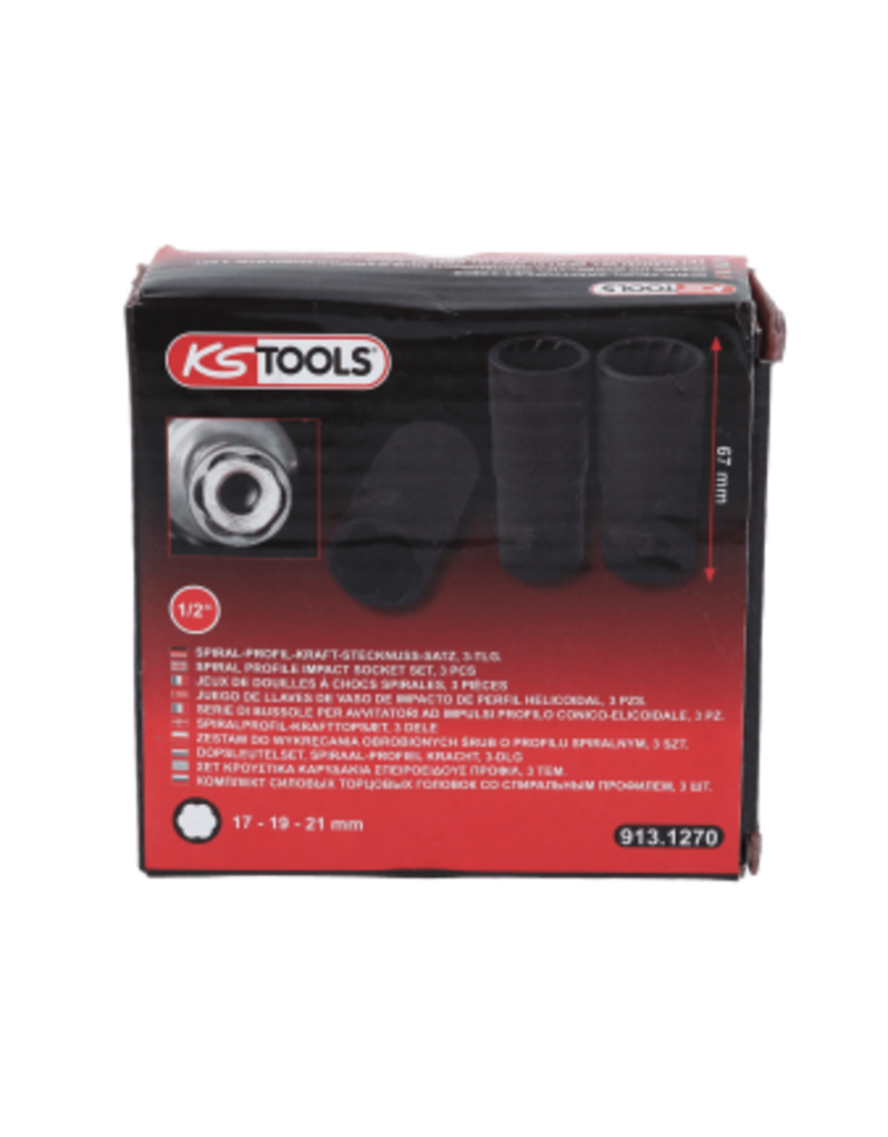 KS TOOLS 1/2" Dopsleutelset, spiraal-profiel kracht, 3-dlg, 17-21mm - 913.1270