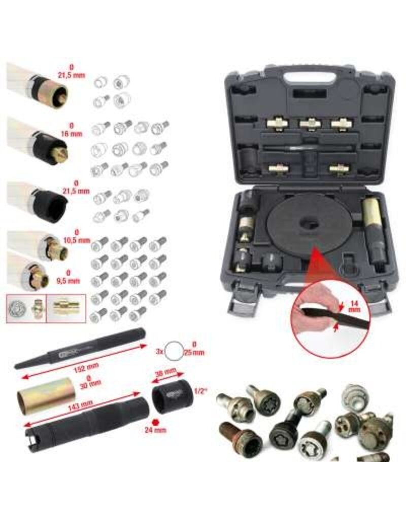 KS TOOLS Velgslotdemontageset, 15-dlg - 913.1430