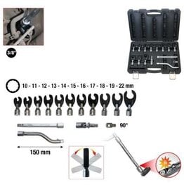 KS TOOLS 3/8" 12-kant-insteek-steeksleutelset met scharnier, 15-dlg, 10 - 22 mm - 913.3835