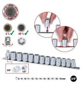 KS TOOLS 3/8" RESCUEpower Dopsleutelset, 13-dlg, 8-19mm - 913.3930