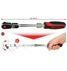 KS TOOLS 1/4" SlimPOWER telescoopratel met scharnier, 72 tanden - 914.1420