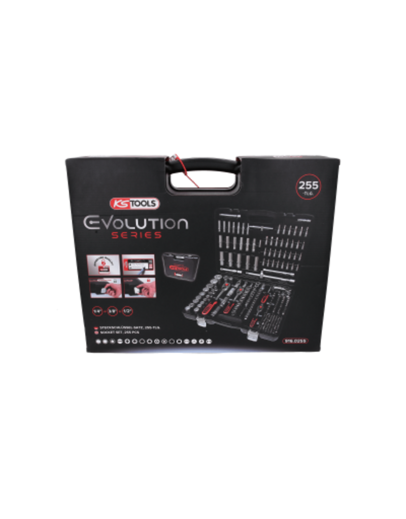 KS TOOLS 1/4"+3/8"+1/2" Dopsleutels, 255-dlg - 916.0255