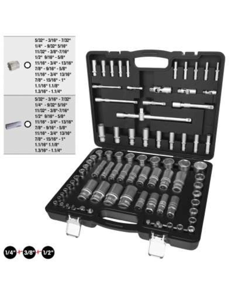 KS TOOLS 1/4"+3/8"+1/2" dopsleutelset, 82 dlg, Engelse maten - 917.0082